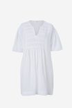 Doublecloth Gathered Yoke Dress In Organic Cotton, WHITE - alternate image 2