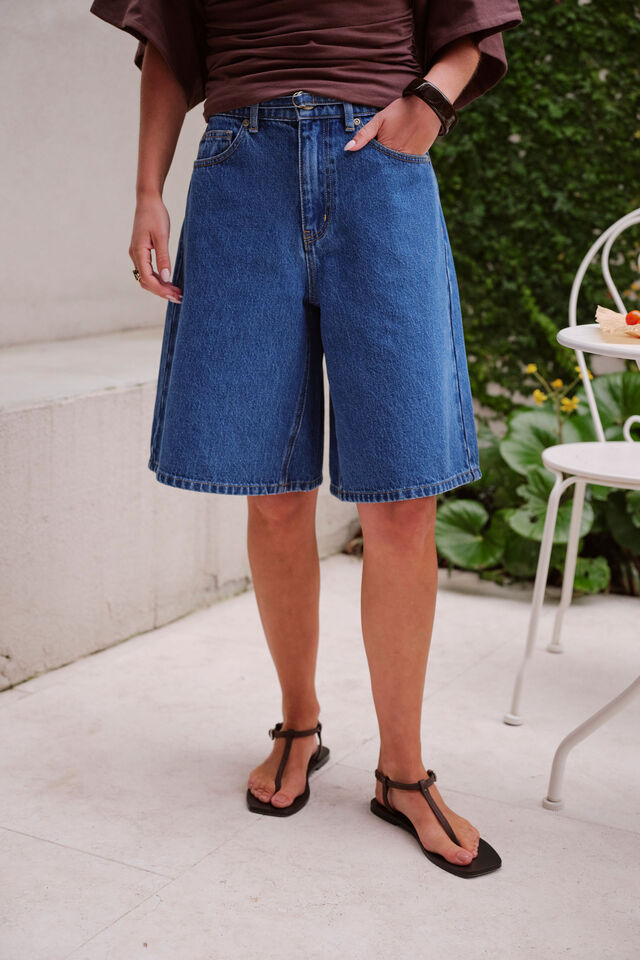 Olive Belted Denim Short, FRESH INDIGO