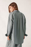 Peta Oversized Shirt, GREEN WHITE NARROW STRIPE - alternate image 2