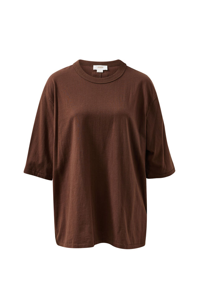 Liv Oversized Tee, CHOCOLATE