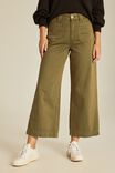 Wide Leg Pant With Patch Pockets In Rescue, SOFT OLIVE
