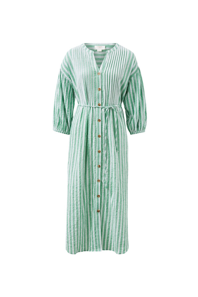 Crinkle Midi Dress, GRASS GREEN WHITE STRIPE