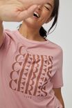 Organic Daily Print Tee, WASHED PINK/RUST CERES