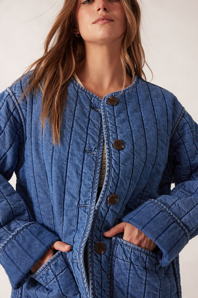 Comfy Quilted Jacket, FRESH INDIGO