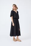 Midi Skirt In Cotton Linen Blend, BLACK - alternate image 3