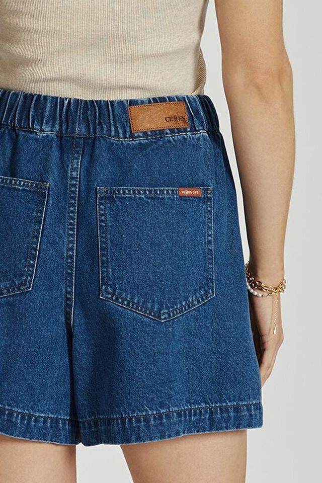 Denim Everyday Short In Cotton Lyocell Blend, INDIGO BLUE