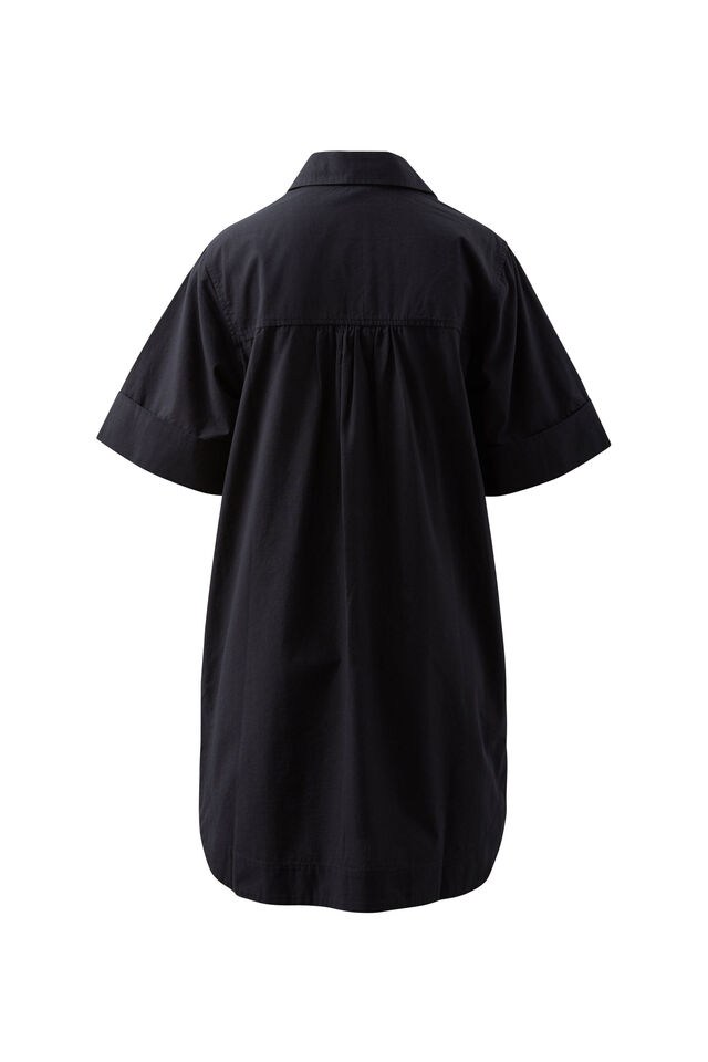 Sara Mini Shirt Dress, BLACK