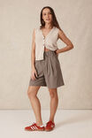 Tie Waist Pleat Short, SLATE - alternate image 6