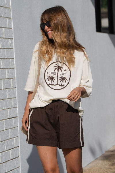 Liv Oversized Tee, SHELL/ISLAND PALMS