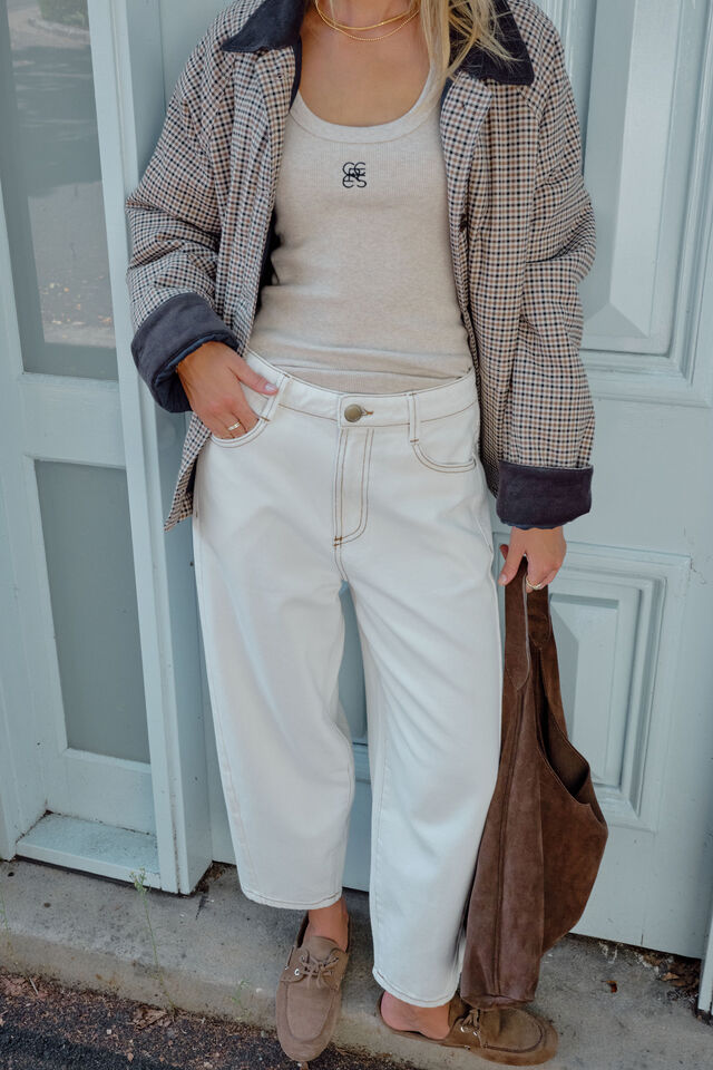 Maggie Tapered Barrel Jean, FRESH ECRU