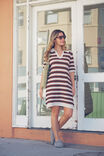 Textured Stripe Knit Dress, ECRU/PHANTOM COFFEE STRIPE - alternate image 7