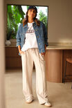 Gracie Relaxed Pin Tuck Trackpant, ALMOND - alternate image 1