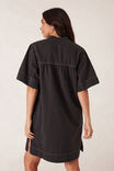 Half Placket Tunic Dress, WASHED BLACK TWILL - alternate image 5
