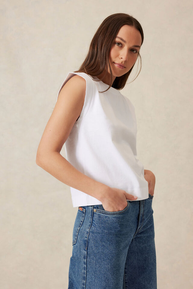 Extended Shoulder Tee, WHITE