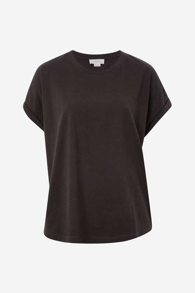 Roll Cuff Tee In Australian Cotton, PHANTOM