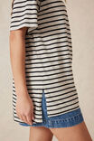 Longline Step Hem Tee, CLOUD MARLE/BLACK STRIPE - alternate image 6