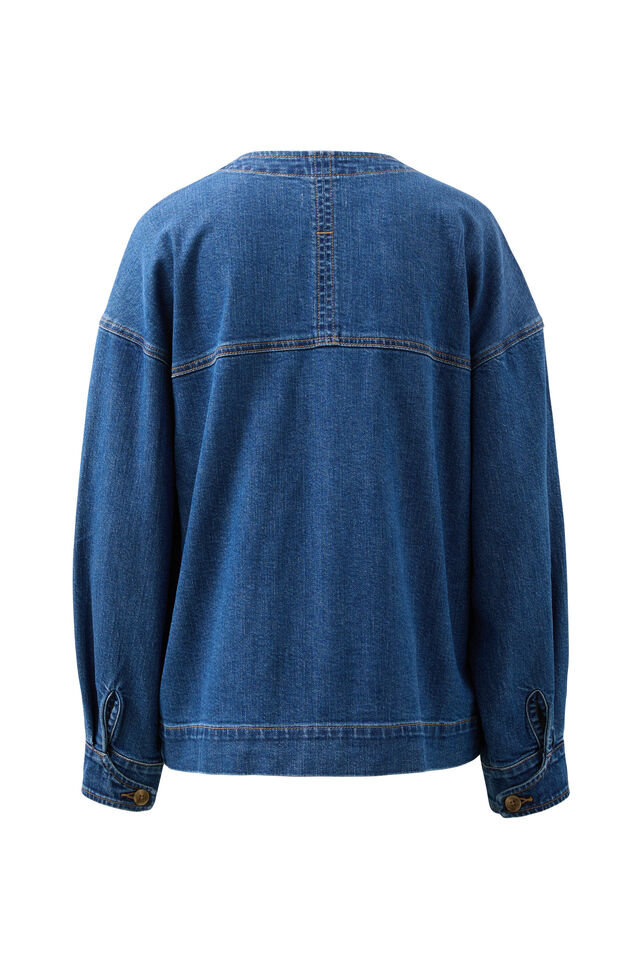 Mia Collarless Shacket, CASPIAN BLUE