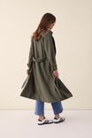 Trench Coat In Recycled Blend, MILITARY GREEN - alternate image 4