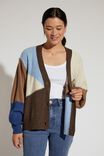 Soft Knit Multi Cardigan In Recycled Blend, COBALT MARLE MULTI