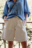 Sylvie Longline Pleat Denim Short, NATURAL ECRU - alternate image 1