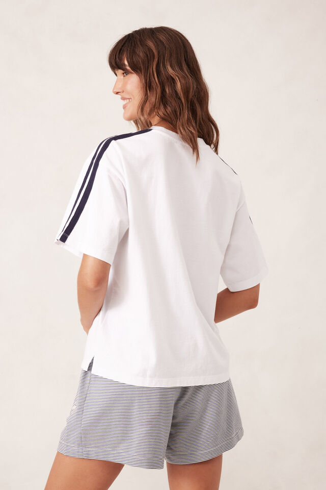 Sporty Tape Tee, WHITE/NEW NAVY TAPE