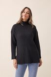 Soft Knit Split Hem Tunic In Recycled Blend, CHARCOAL MARLE - alternate image 5