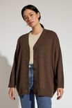 Soft Knit Oversized Cardigan In Recycled Blend, BITTER CHOCOLATE MARLE