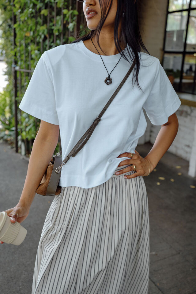 Sofia Boxy Shoulder Tee, WHITE