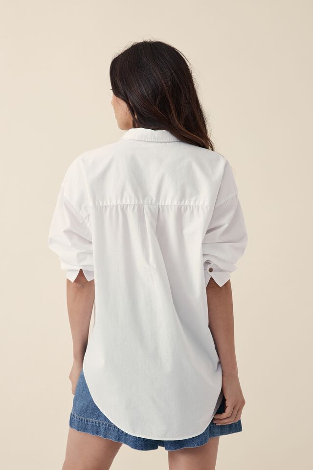 Oversized Poplin Shirt In Organic Cotton, WHITE