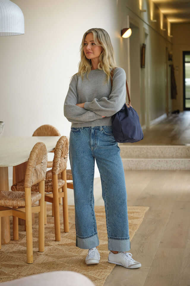 Loose Cuff Jean, WORN BLUE