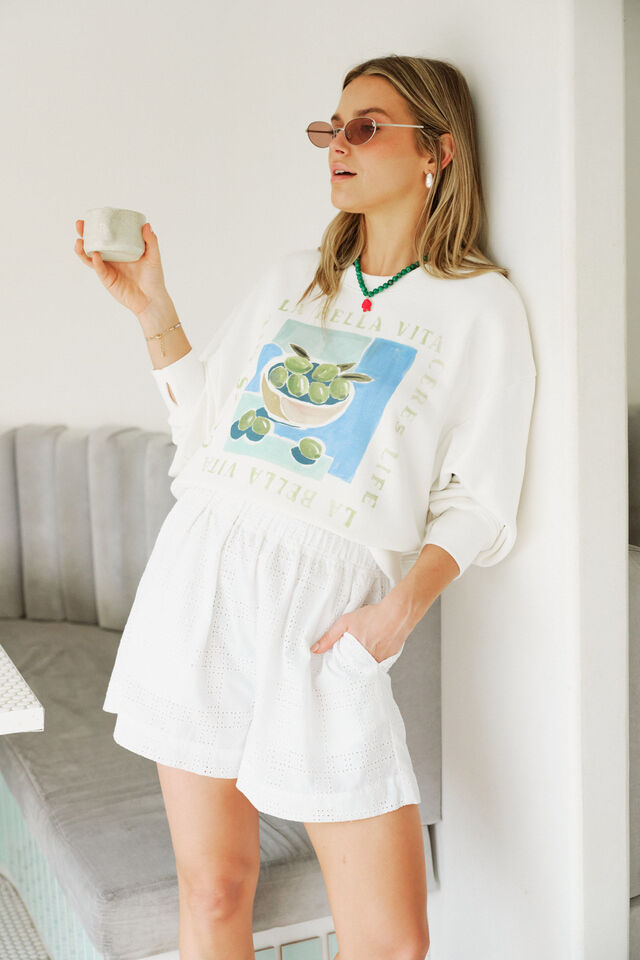 Charlie Cropped Slouchy Crew, WINTER WHITE / LA BELLE VITA