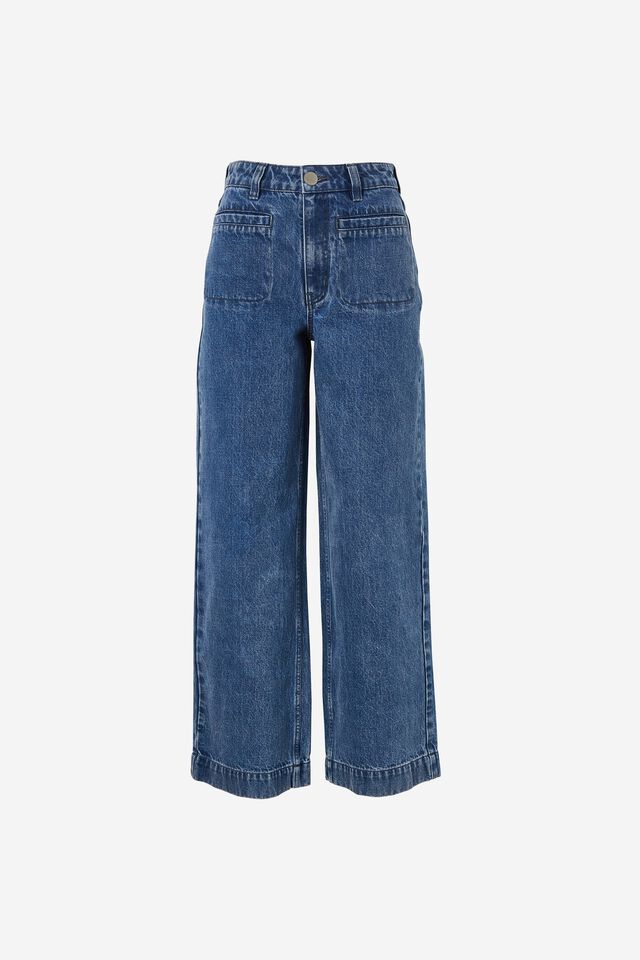 Wide Leg Pocket Jean, INDIGO WITH ORGANIC COTTON