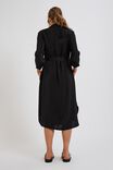 Satin Midi Shirt Dress With Recycled Fibres, BLACK - alternate image 5