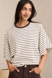 Lucy Relaxed Sleeve Tee, MILK/BRUNETTE STRIPE - example image 5