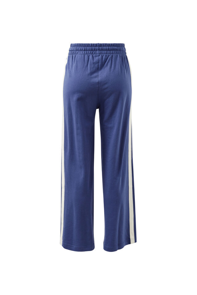Gigi Wide Leg Terry Trackpant, WASHED NAVY SIDE STRIPE