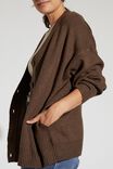 Soft Knit Oversized Cardigan In Recycled Blend, BITTER CHOCOLATE MARLE - alternate image 2