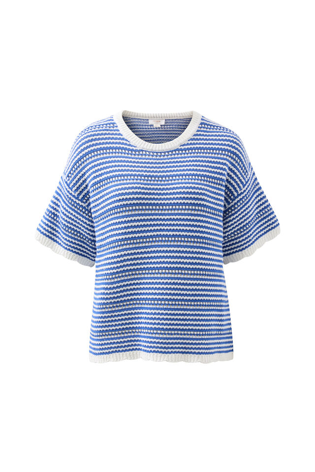 Nina Boxy Knit Tee, SUMMER BLUE STRIPE