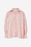 Textured Button Front Shirt In Organic Cotton, WASHED PINK - alternate image 2