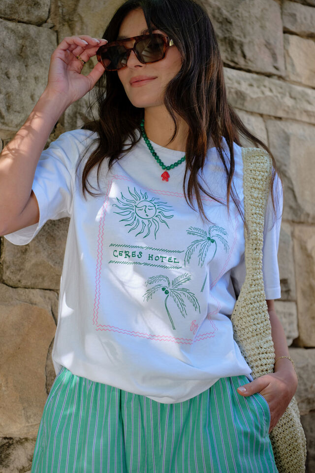 Stevie Slouchy Tee, WHITE/CERES HOTEL
