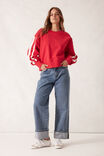 Sporty Slouchy Crew, HERITAGE RED SIDE STRIPE - alternate image 5