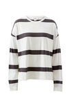 Slouchy Long Sleeve  Tee, VANILLA/PHANTOM BOLD STRIPE - alternate image 2