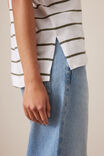 Stevie Slouchy Tee, WHITE/WASHED OLIVE STRIPE - alternate image 5