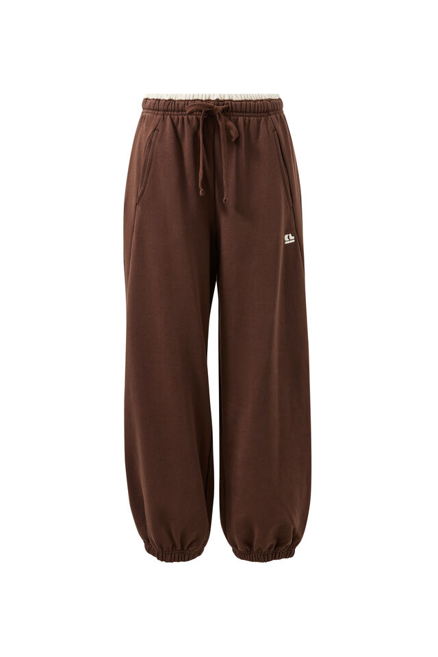 Bowie Barrel Leg Trackpant, BRUNETTE BROWN CONTRAST BUFF BIND