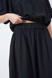 Midi Skirt In Cotton Linen Blend, BLACK - alternate image 5