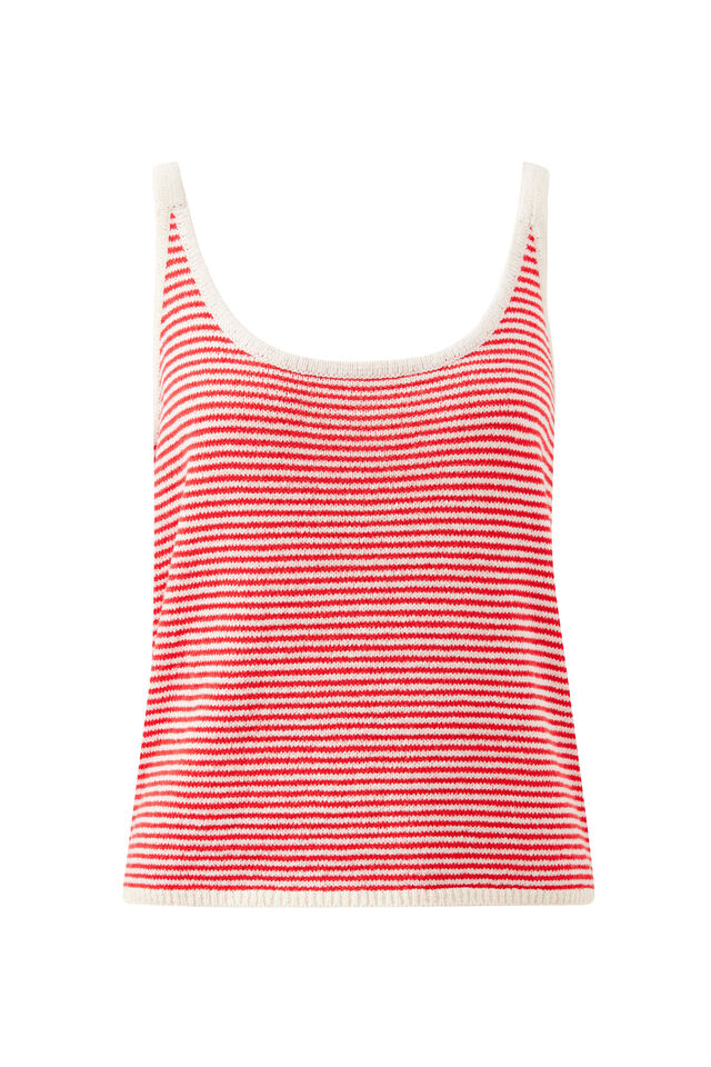 Fia Stripe Knit Tank, FIERY RED ECRU STRIPE