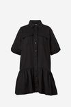Twill Dress With Tier In Rescue Cotton, BLACK - alternate image 2