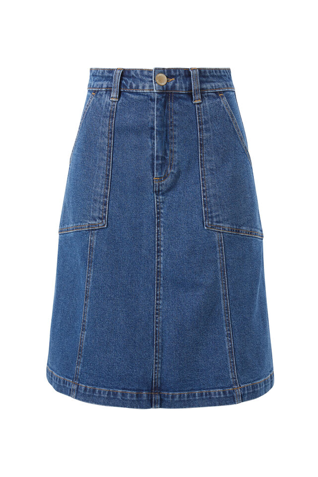 Knee Length Skirt, TRUE INDIGO