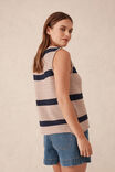 Mesh Knit Tank, STRING/NEW NAVY STRIPE - alternate image 3