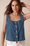 Square Neck Shell Top, FRESH INDIGO - alternate image 5