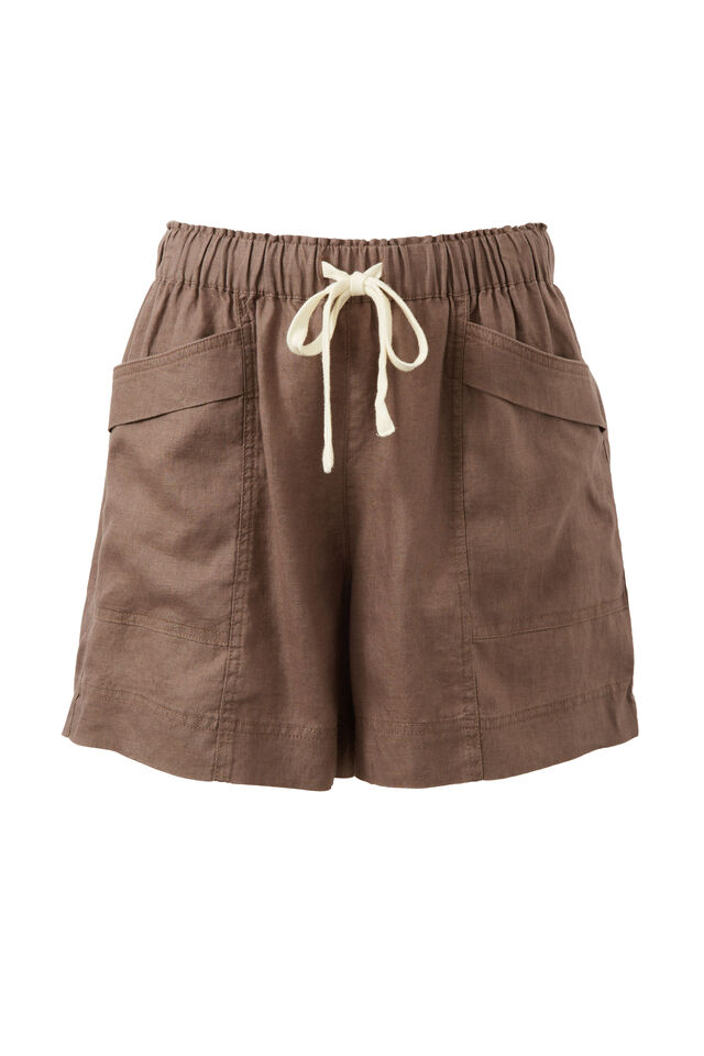 Panelled Pull On Short, CHOC LINEN